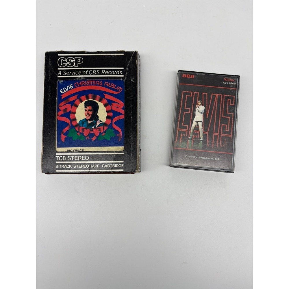 Vintage Elvis Presley 8-Track Christmas Album & Elvis Cassette Tape Bundle